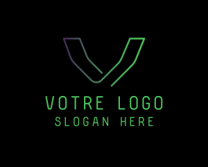 Cyber Tech Letter V Logo