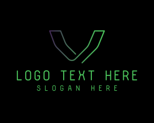 Cyber Tech Letter V Logo