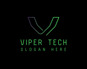 Cyber Tech Letter V logo design