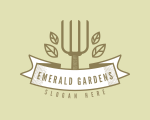 Rustic Gardening Fork logo design