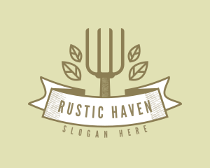 Rustic Gardening Fork logo design