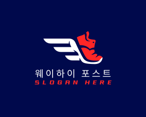 Running Shoes Wings logo design