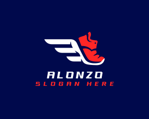 Running Shoes Wings logo design