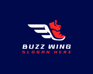 Running Shoes Wings logo design