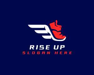 Running Shoes Wings logo design