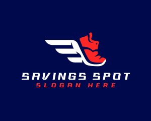 Running Shoes Wings logo design