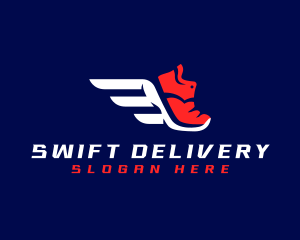 Running Shoes Wings logo design