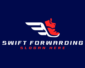 Running Shoes Wings logo design