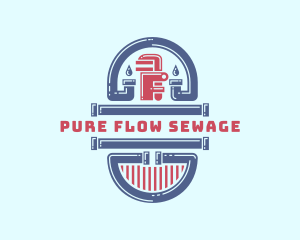 Sewage - Pipe Wrench Maintenance logo design