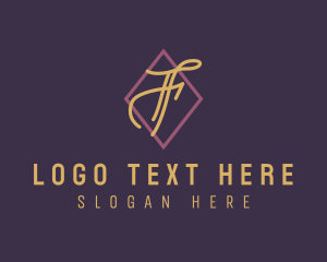 Glam - Cursive Calligraphy Letter F logo design