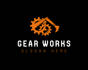 Industrial Gear Excavator Mining logo design