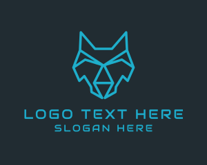 Head - Digital Head Wolf logo design