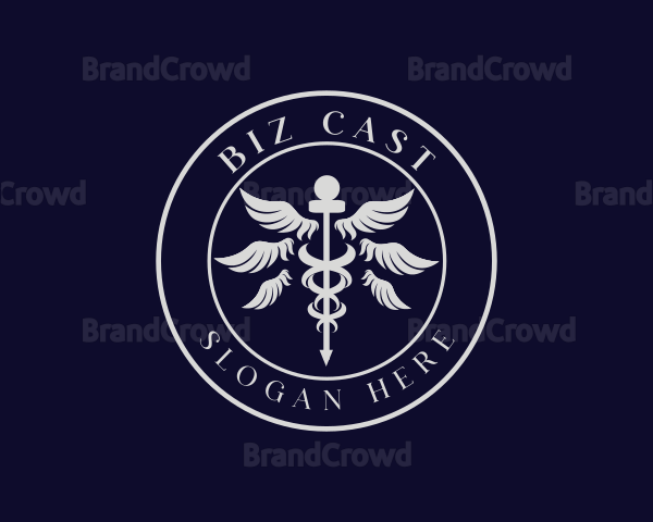 Caduceus Staff Wings Hospital Logo