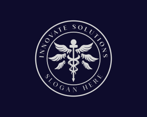 Caduceus Staff Wings Hospital logo design