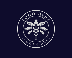 Caduceus Staff Wings Hospital logo design