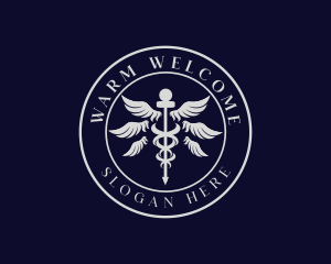 Caduceus Staff Wings Hospital logo design