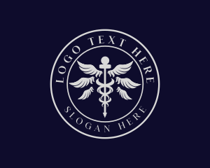 Doctor - Caduceus Staff Wings Hospital logo design