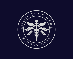 Caduceus Staff Wings Hospital Logo