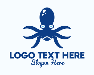 Deep Sea - Blue Kraken Creature logo design