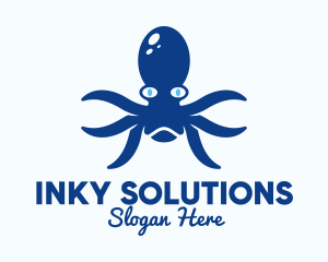Squid - Blue Kraken Creature logo design