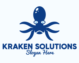 Kraken - Blue Kraken Creature logo design