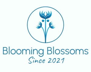 Blooming - Blue Wild Flower logo design