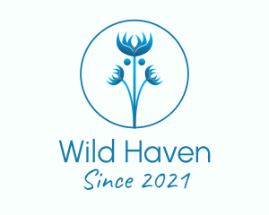 Blue Wild Flower logo design