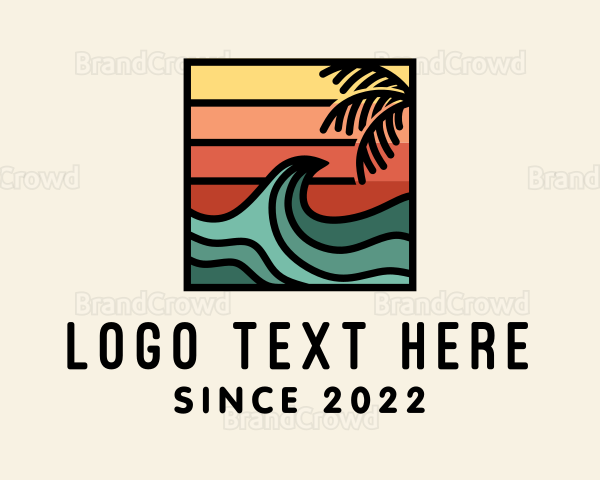 Summer Sunset Surf Wave Logo
