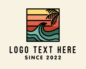 Coast - Summer Sunset Surf Wave logo design