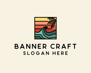 Summer Sunset Surf Wave  logo design