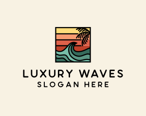 Summer Sunset Surf Wave  logo design