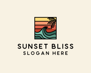 Sunset - Summer Sunset Surf Wave logo design