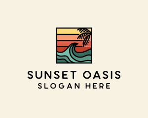 Sunset - Summer Sunset Surf Wave logo design