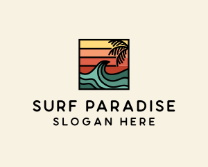 Surf - Summer Sunset Surf Wave logo design