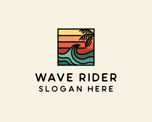 Surf - Summer Sunset Surf Wave logo design