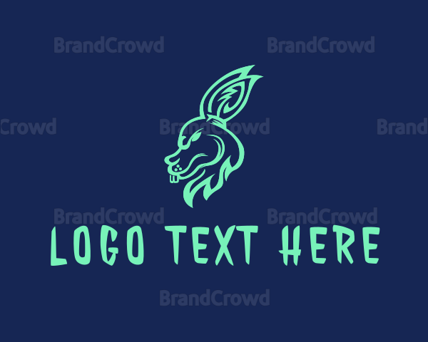 Neon Rabbit Head Logo