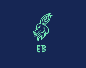 Bunny - Neon Rabbit Head logo design