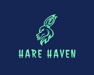 Neon Rabbit Head  logo design