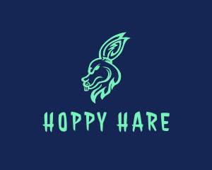 Neon Rabbit Head  logo design