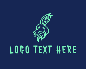 Hare - Neon Rabbit Head logo design