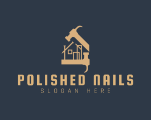 House Building Hammer Nail logo design