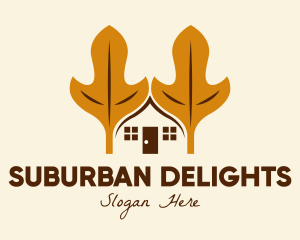 Suburban - Autumn Leaf House logo design