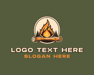 Forest - Outdoor Camping Bonfire logo design