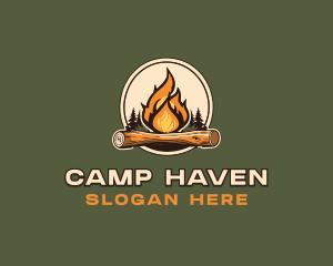 Outdoor Camping Bonfire  logo design