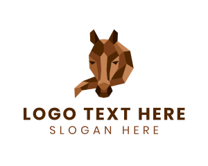 Brown - Geometric Horse Sculpture logo design