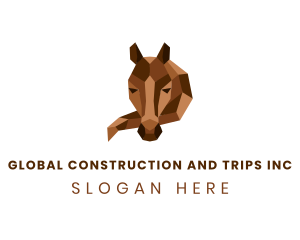 Brown - Geometric Horse Sculpture logo design