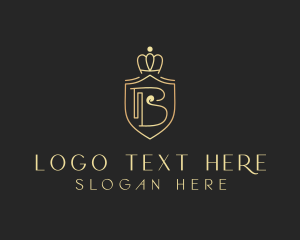 High End - Crown Shield Letter B logo design