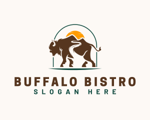 Mountain Sun Buffalo logo design