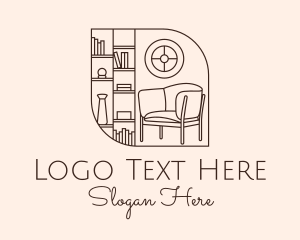 Upholsterer - Library Room Bookshelf logo design
