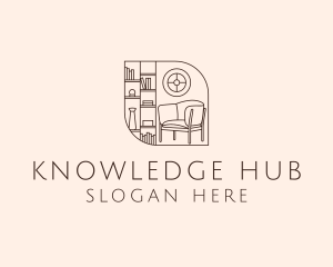 Interior Designer - Library Room Bookshelf logo design